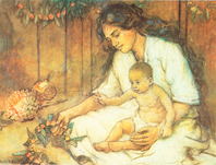 Hawaiian mother and child